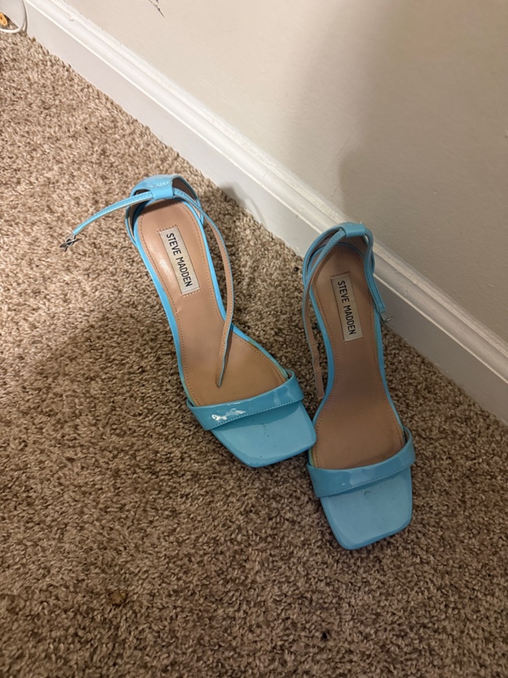 Steve Madden Light Blue Patent Ankle-Strap Heels